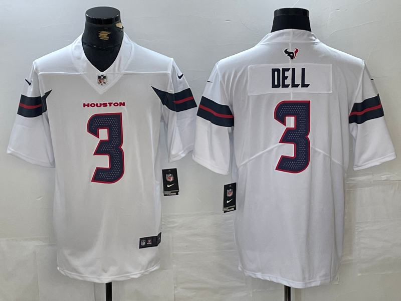 Men's Houston Texans Tank Dell #3 White Jersey